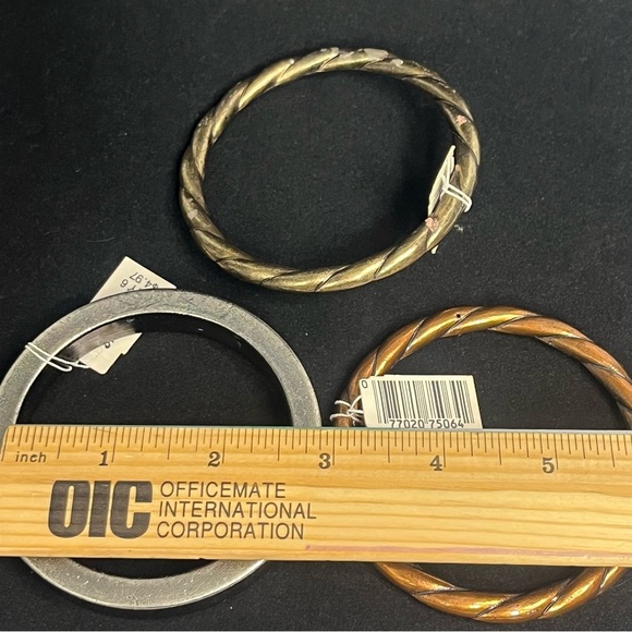 vintage chunky light weight bangles copper gold silver tones rope boho - Picture 3 of 3